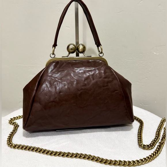 Unique Embossed Cowhide Handmade Kisslock Wristlet/Shoulder Bag/Crossbody - Picture 1 of 14